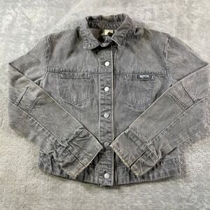 Vintage LEVIS SilverTab Denim Jacket Womens Large Gray Trucker Y2K Grunge Punk‎
